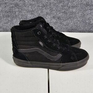 Vans Fillmore Hi Zip Unisex Youth 5 Suede Canvas Triple Black Easy-On Rear-Zip